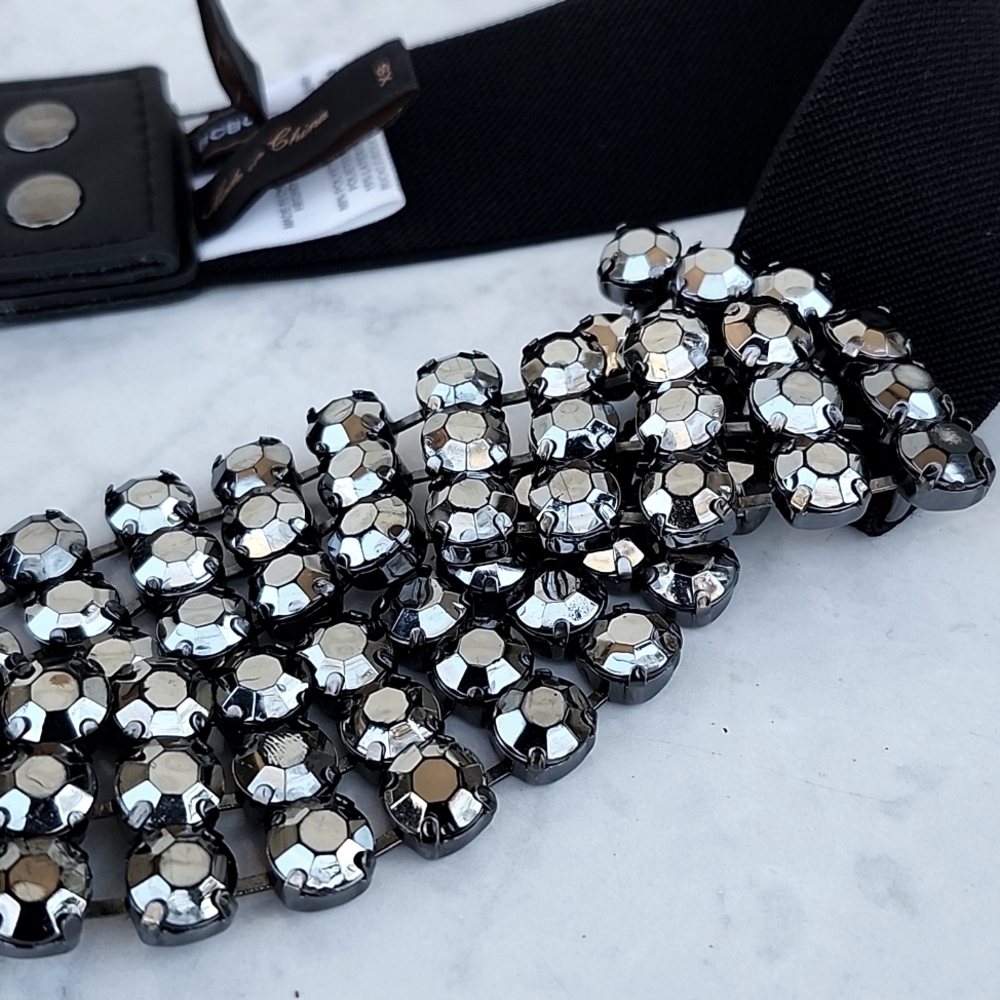 BCBGMAXAZRIA RHINESTONE ELASTICIZED BELT - Picture 2 of 7
